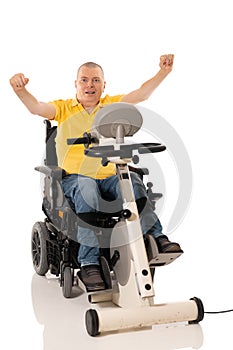 Disabled man have a rehabilitation exercises for legs