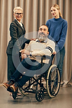 Disabled man with his family