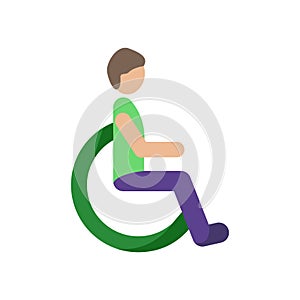 Disabled man isolated illustration. Disabled man flat icon white background. Disabled man clipart
