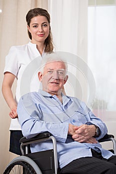 Disabled man at nursing home