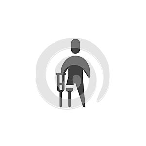 Disabled man with prosthetic leg vector icon