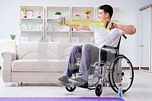 The disabled man recovering from injury at home