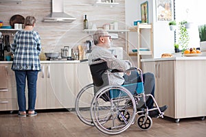 Disabled man sitting in wheelchair