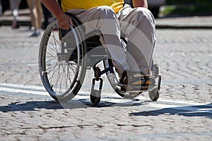 Disabled Man Sitting On Wheelchair photo