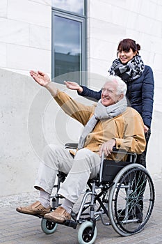 Disabled man spending time outdoors