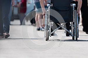 Disabled man on wheelchair.