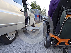 Disabled Man on Wheelchair going in his car