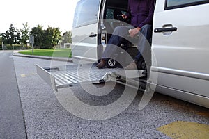 Disabled Man on Wheelchair going in his car