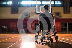 A disabled man in a wheelchair plays basketball. Sports for people with disabilities. Active life