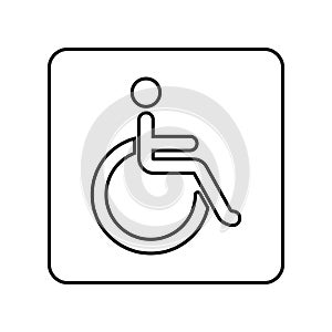 Disabled man wheelchair sign line icon. Toilet vector icon