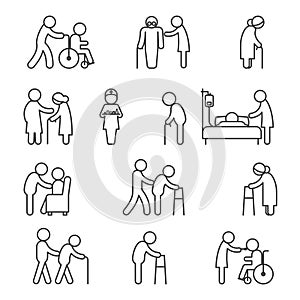 Disabled nursing and healthcare icons