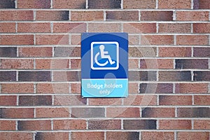 Disabled parking blue badge holders only