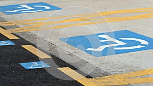 Disabled parking detail on a city street photo