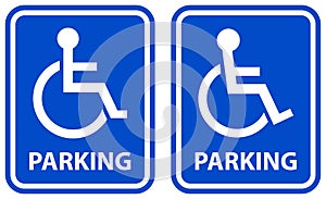 Disabled parking sign blue color icons photo