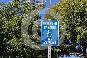 Disabled parking sign in the park