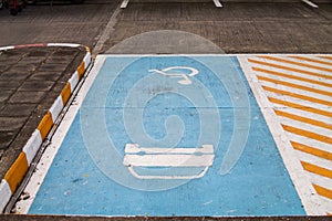Disabled parking spaces for the convenience of people with disabilities to use the service with safety. Concept of safety and