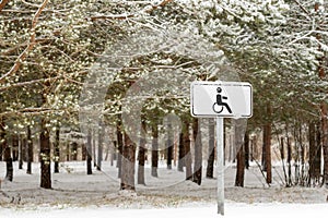 Disabled parking in a winter park