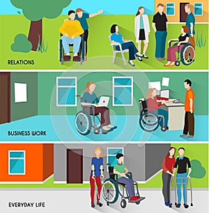 Disabled People Banners Set