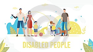 Disabled People Full Life Flat Vector Banner