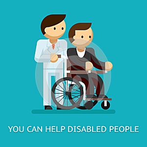 Disabled people help concept