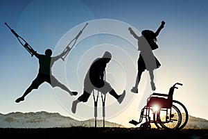 Disabled people jumping