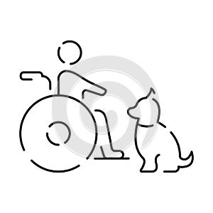 Disabled people line icon, outline vector symbol, linear style pictogram. Signs, logo illustration. wheelchair, older, handicapped