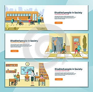 Disabled People in Society Three Landing Page Set