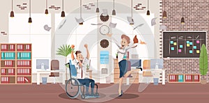 Disabled People Successful Career Vector Concept