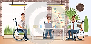 Disabled People Teamwork Flat Vector Concept