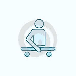 disabled person on a cart 2 colored line icon. Simple colored element illustration. disabled person on a cart outline symbol