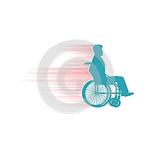 Disabled person in chair wheelchair travels fast. Speed âEUR