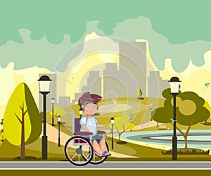 Disabled person in a city park