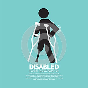 Disabled Person With Crutch Black Symbol.
