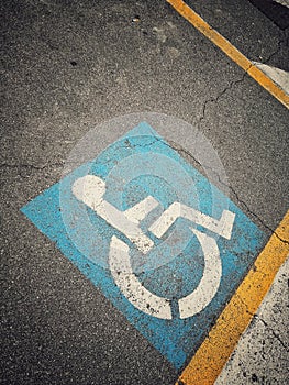 Disabled person empty parking space
