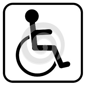 Disabled person, handicap icon. Wheelchair symbol, isolated vector illustration.