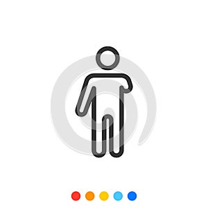 Disabled person icon, Arm amputated icon, Vector