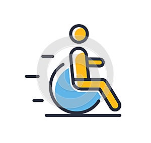 Disabled person icon. Disabled person isolated on white background. Design elements, colored.
