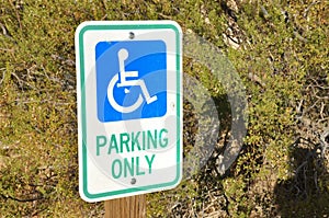 Disabled person parking only sign