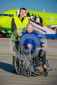 Disabled person sit in wheelchair