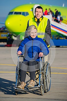 Disabled person sit in wheelchair