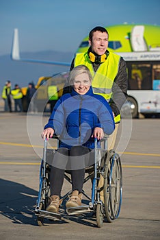 Disabled person sit in wheelchair