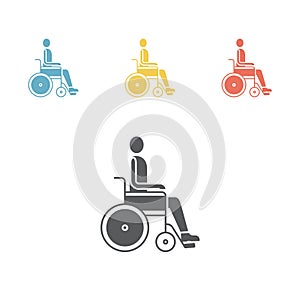 Disabled person in a wheelchair. Flat icon.