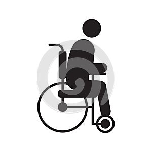 Disabled person in wheelchair silhouette icon