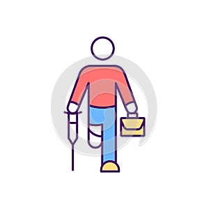 Disabled persons in workplace RGB color icon
