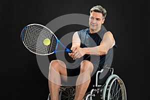 Disabled player playing tennis