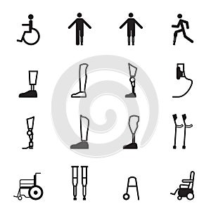 Disabled prosthesis icon set