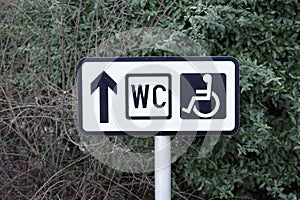 Disabled Public WC Toilet Sign Post Arrow Direction