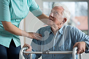 Disabled senior in care home