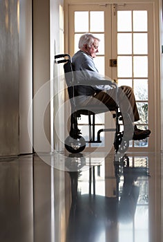 Disabled Senior Man In Wheelchair