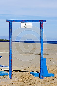 Disabled sign on steel blue frame photo